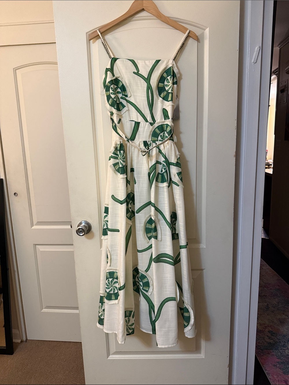 Elegant Sleeveless Green Ankle Length Floral Midi Dress -